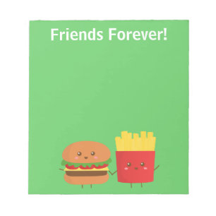 Süßer Burger und Pommes Frites Freunde für immer Notizblock
