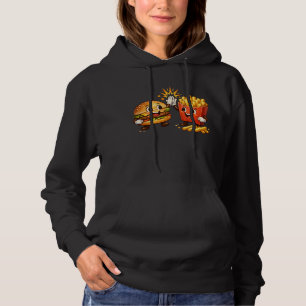 Süßer Burger und Pommes High Five Kawaii Kunst Hoodie