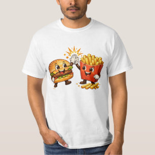 Süßer Burger und Pommes High Five Kawaii Kunst T-Shirt