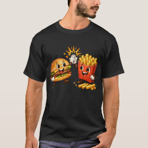 Süßer Burger und Pommes High Five Kawaii Kunst T-Shirt