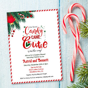Süßer Candy Cane-Feiertags-Baby-Shower-Einladung Einladung