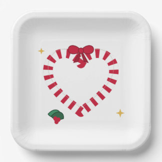 Süßer Candy Cane Herz Weihnachts-Soja-Wachs-Kerze Pappteller