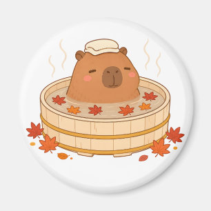 Süßer Capybara-Herbst-Onsen-Ahornblatt-Magnet Magnet