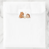 Süßer Capybara-Igel-Teezeit-Freunde-Aufkleber Quadratischer Aufkleber (Tasche)