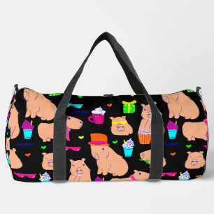 süßer Capybara lustiges Tier schwarz Duffle Bag