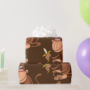 Süßer Cartoon-Affe mit Banane Lustiges Tier Geschenkpapier