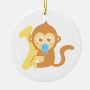 Süßer Cartoon-Baby-Affe mit Banane Keramikornament