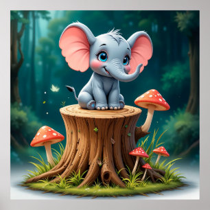 Süßer Cartoon-Baby-Elefant Poster