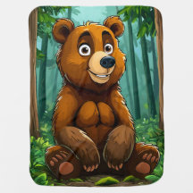 Süßer Cartoon-Bär im üppigen Wald 🌿 Niedlich 🐻