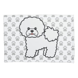 Süßer Cartoon Bichon Frise Hund mit grauen Hundepf Kissenbezug