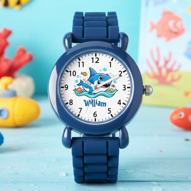 Süßer Cartoon-Blauer Hai Armbanduhr (Von Creator hochgeladen)