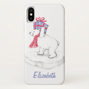 Süßer Cartoon-Eisbär mit Weihnachtsgeschenken iPhone X Hülle