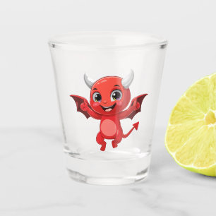 Süßer Cartoon fliegender Teufel Schnapsglas