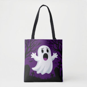 Süßer Cartoon-Geist in gruseliger Halloween-Atmosp Tasche