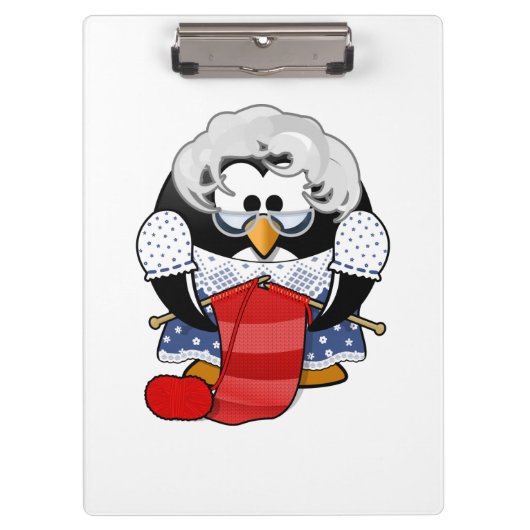 Süßer Cartoon-GroßmutterPenguin Klemmbrett (Vorderseite)