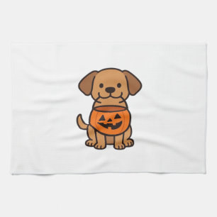 Süßer Cartoon-Hund beim Trick-or-Treaten Classic T Geschirrtuch