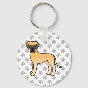 Süßer Cartoon-Hund der Rasse Fawn Great Dane Schlüsselanhänger