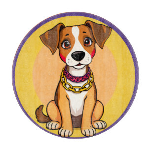 Süßer Cartoon-Hund mit Goldkette Schneidebrett