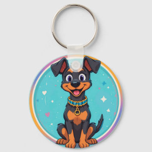 Süßer Cartoon-Hund mit Halsband Schlüsselanhänger