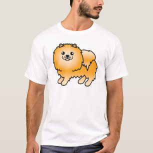 Süßer Cartoon-Hund Orange Pomeranian T-Shirt