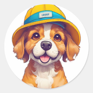Süßer Cartoon-Hund Runder Aufkleber