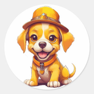 Süßer Cartoon-Hund Runder Aufkleber