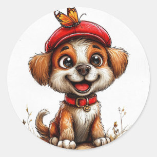 Süßer Cartoon-Hund Runder Aufkleber