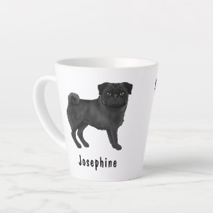 Süßer Cartoon-Hund Schwarzer Mops mit individuelle Milchtasse
