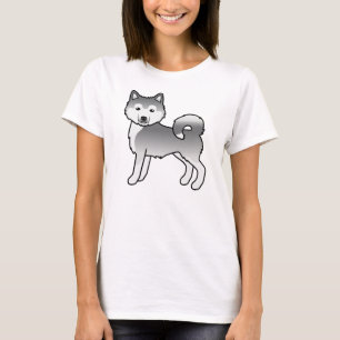 Süßer Cartoon-Hund Silber Alaskan Malamute T-Shirt
