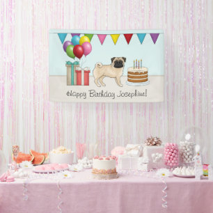 Süßer Cartoon-Hund zum runden Geburtstag eines Reh Banner