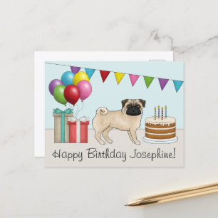 Süßer Cartoon-Hund zum runden Geburtstag eines Reh Postkarte