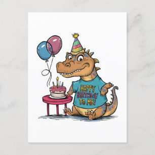 süßer Cartoon-Komodo-Drache zum Geburtstag Postkarte