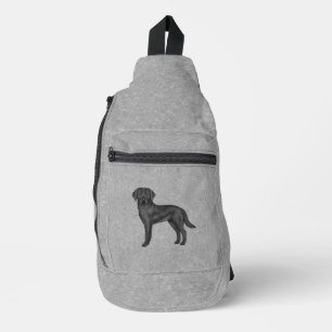 Süßer Cartoon-Labrador Retriever Hund in Schwarz, Crossbody Bag