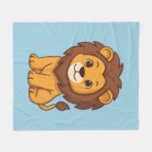 Süßer Cartoon-Löwe auf Blau Fleecedecke (Vorderseite (Horizontal))