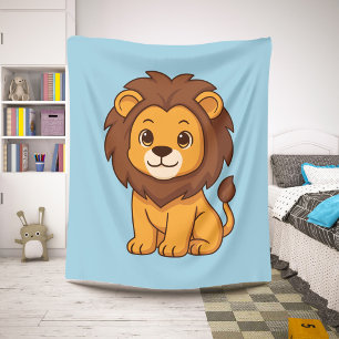 Süßer Cartoon-Löwe auf Blau Sherpadecke