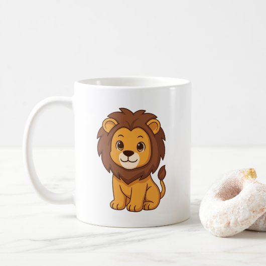 Süßer Cartoon-Löwe Kaffeetasse (Mit Donut)