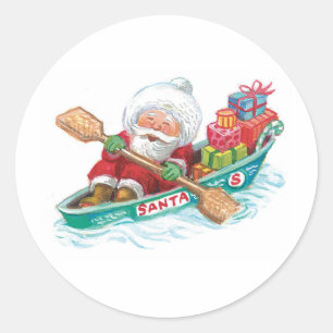 Süßer Cartoon lustiger Weihnachtsmann in einem Rud Runder Aufkleber