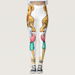 Süßer Cartoon-Mann mit riesigem Teddybär Sommer-Sp Leggings