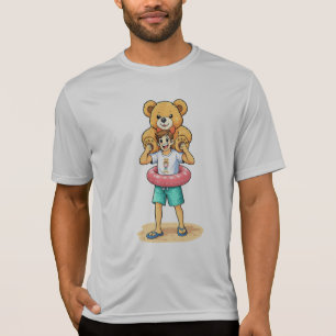 Süßer Cartoon-Mann mit riesigem Teddybär Sommer-Sp T-Shirt