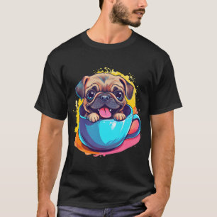 Süßer Cartoon-Mops-Hund im Einhorn-Kostüm T-Shirt
