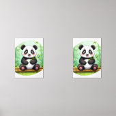 Süßer Cartoon-Panda auf Bambusfleck Bilderwand Sets (Vorderseite)