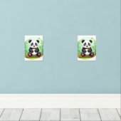 Süßer Cartoon-Panda auf Bambusfleck Bilderwand Sets (Holzboden)