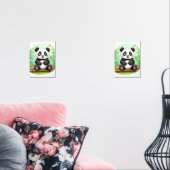 Süßer Cartoon-Panda auf Bambusfleck Bilderwand Sets (Wohnzimmer)