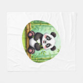 Süßer Cartoon-Panda auf Bambusfleck Fleecedecke (Vorderseite (Horizontal))