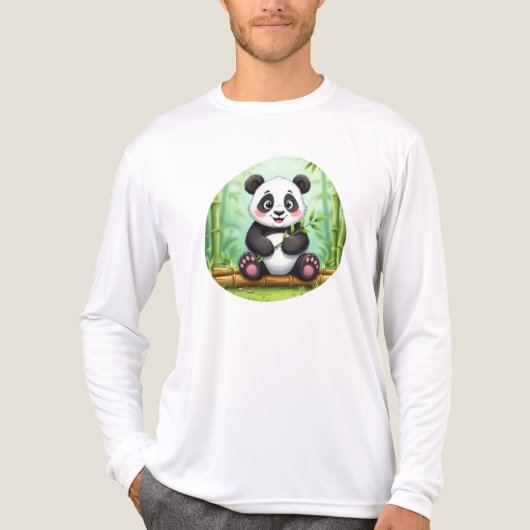 Süßer Cartoon-Panda auf Bambusfleck Tri-Blend Shirt (Vorderseite)