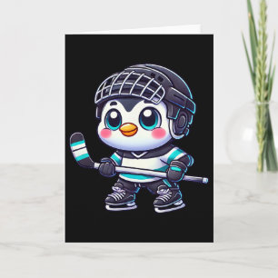 Süßer Cartoon-Pinguin-Eishockeyspieler Karte