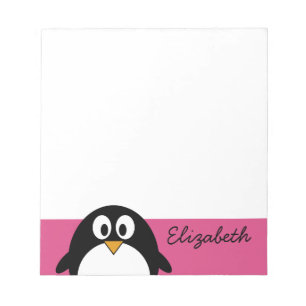 süßer Cartoon-Pinguin mit rosa Hintergrund Notizblock