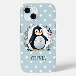 Süßer Cartoon-Pinguin und Blumen Case-Mate iPhone Hülle