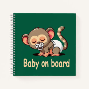 Süßer Cartoon schlafender Affe Baby an Bord Auto Notizblock