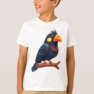 Süßer Cartoon-Schwarzer Vogel T-Shirt